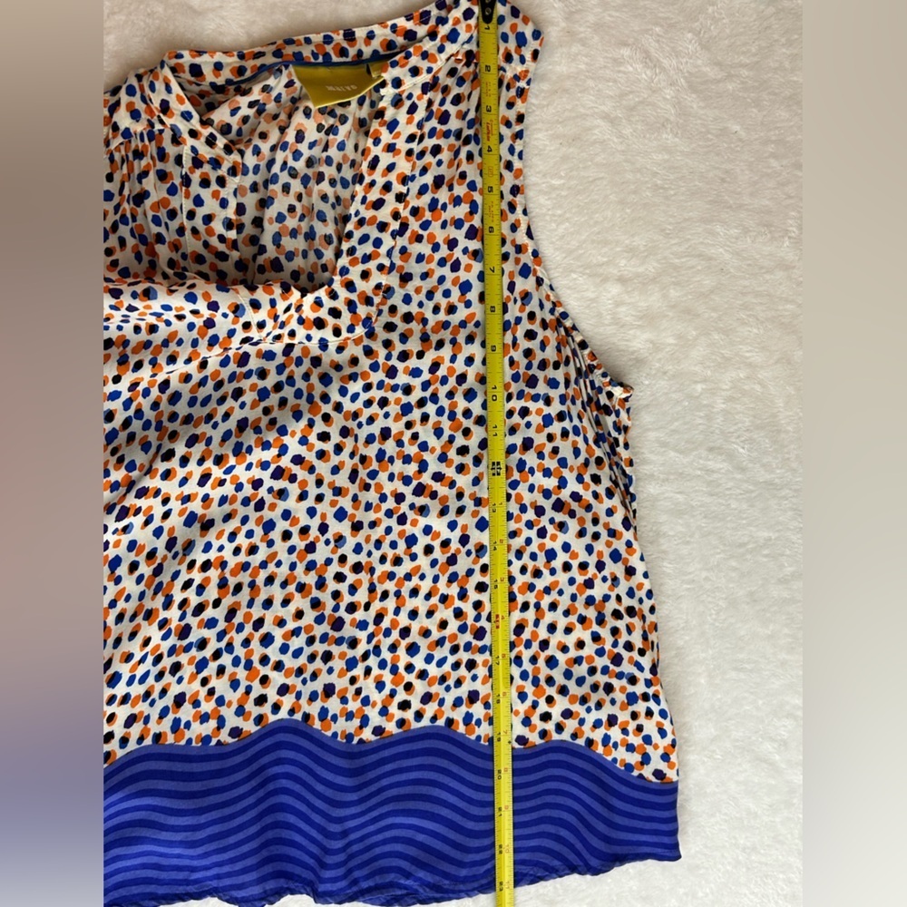 Maeve Polka Dot Sleeveless Flowing V-neck Blouse in Orange and Purple Size 6 - Picture 6 of 9